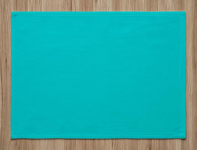 Calicot Placemats Set of 6 100% Cotton Washable Cloth Place Mats, Reusable Table Mats for Spring/Summer & Thanksgiving Christmas Decorations Kitchen Dining Party Wedding (Teal Blue, 13" x 19")