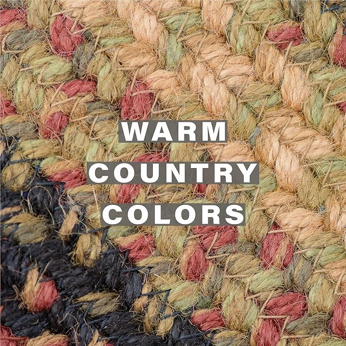Homespice Highland Jute Braided Long Table Runner, Country Cabin Decor, Multicolor Rectangle 11x36 - Rich Colors, Easy to Clean, Durable and Protects Furniture