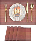 SLKQG Red Placemats Set of 4 - Easy Clean Washable Vinyl Placemats - Wipeable Heat Resistant Table Mats for Dining Table - 17.7x11.8 Inch (4, Red Gradient)