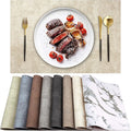 Leather Heat Resistant Placemats Set of 6 Waterproof Wipeable Washable PU Table Mats,Easy to Clean Anti-Slip Place Mats (Beige, 6)