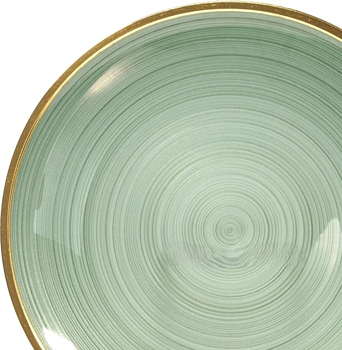 " OCCASIONS " 50 Plates Pack (25 Guests)-Wedding Party Disposable Plastic Plate Set -25 x 10'' Dinner + 25 x 7'' Salad & Dessert plates (Belize in Green & Gold)