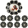 Washable Waterproof Diamond Circle Placemats for Round Tablescape Decor for Dinner and Kitchen Bling Placemats for Weddings & Special Events (Black)-8PCS