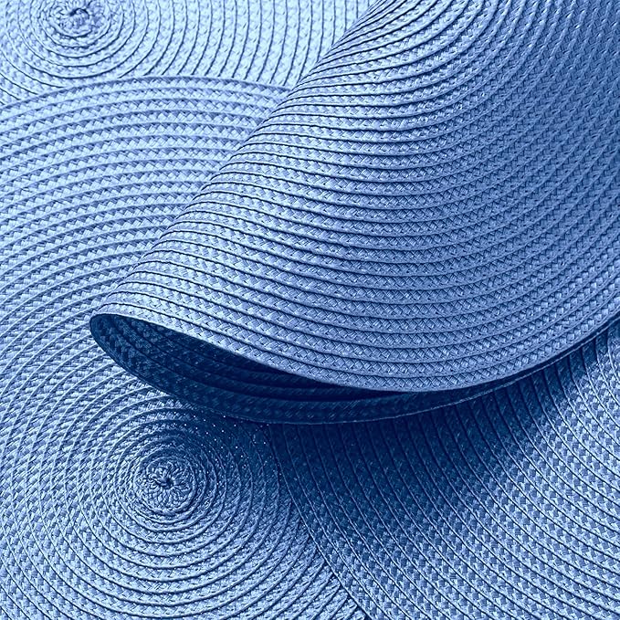 AHHFSMEI Round Braided Placemats 15 Inch Round Table Mats for Dining Tables Natural Woven Heat Resistant Place mats Set of 6 (Sky Blue)