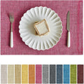 Softalker Faux Linen Placemats Set of 12-12 x 18 Inch, Heat Resistant Double Layered Durable Burlap Farmhouse Place Mats, Non-Slip Washable Rustic Table Mats for Dining, Kitchen, Party（Pink