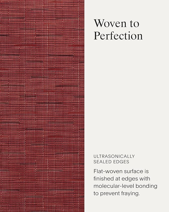 Chilewich Bamboo Placemats Set of 4 - Woven Rectangle Placemats - Reusable, Stain-Resistant, Indoor/Outdoor Tabletop Protection - 19" x 14" - Cranberry