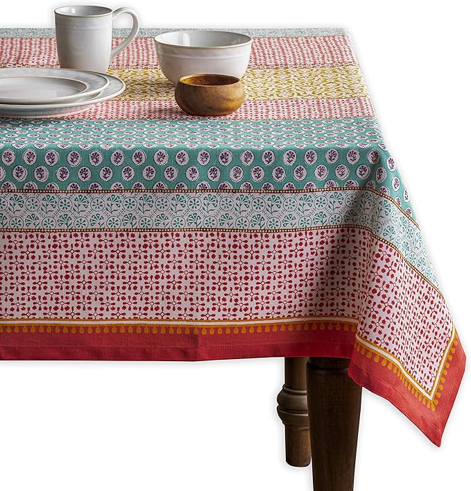 Maison d' Hermine Table Cloth Square Table 100% Cotton 54 x 54 Inches Tablecloth Reusable Decorative for Dining Room Farmhouse Home Valentines Day Decorations Spring Summer - Provence