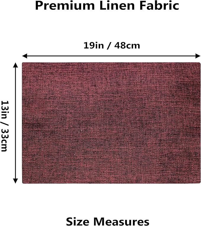 Home Brilliant Red Placemats for Holiday Linen Placemats Heat Resistant Dining Table Mats Kitchen Place Mats Dinner Valentine's Day Decor, Set of 6, Wine Red