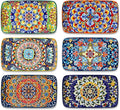 vancasso Simi 6-Piece Ceramic Salad Plates Set - 8.5 Inch, Rectangular Dessert Plates for Sushi, Appetizer, Cake - Microwave & Oven Safe, Porcelain Plates for Kitchen Decor
