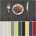 Blue Forest Placemats Set of 6, Dual-Layered Thickened Faux Linen Table Mats Heat Resistant Machine Washable Wrinkle Free Place Mats for Kitchen Dining Outdoor/Indoor (Dark Green)