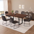 ZckyCine 79" Expandable Walnut Dining Table with 6 PU Leather Chairs, 7-Piece Modern Dining Set, Sturdy Metal Legs, Adjustable 63"-79" Rectangle Table for Kitchen & Dining Room