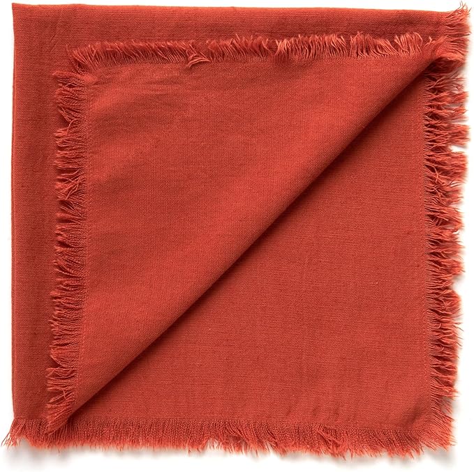 ACCENTHOME Rust Cotton Linen Napkin Set of 12 18x18 inch Dinner Napkins - Washable Soft Premium Hotel Quality Reusable Hemmed Edges Napkins Perfect Table Linens for Family Dinners, Weddings