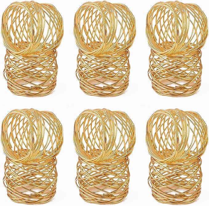 ALPHA Living HOME Gold Napkin Rings 12 Set of Premium 100% Metal, Rust-Resistant Tabletop Décor - Napkin Holders Buckles for Family Dinner, Wedding, Party, Decorations, Banquet, Party, Easter