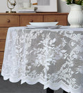 Warm Home Designs 36 Inch Round Tablecloth with English Rose Design. Use as Round Small Tablecloth, Lace Tablecloth or Coffee Table Cover for 2-4 Guests. (LTC White 36)