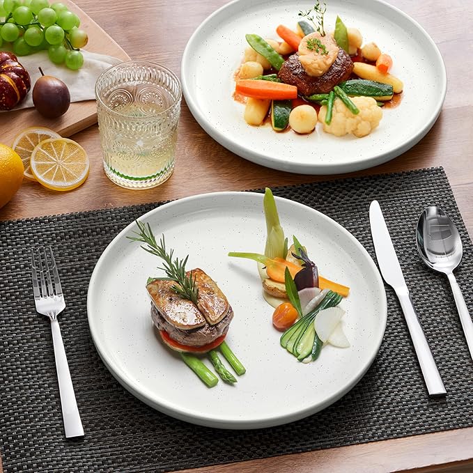 LIANYU Stoneware Dinner Plates Set of 6, 7.75 Inch Small Ceramic Salad Dessert Plate for Kitchen, Porcelain Round Serving Dishes Set, Oven, Microwave & Dishwasher Safe, Scratch Resistant, Snowy White