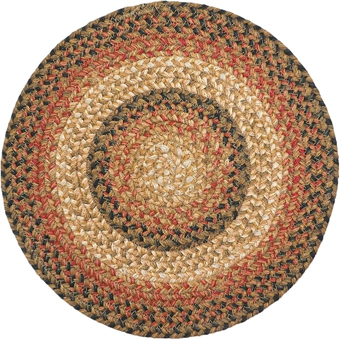 Homespice Russet Jute Woven Round Placemats Set of 6, 15", Warm Country Decor, Multicolor Table Mats - Vibrant Colors, Durable, Easy to Clean and Protects Furniture