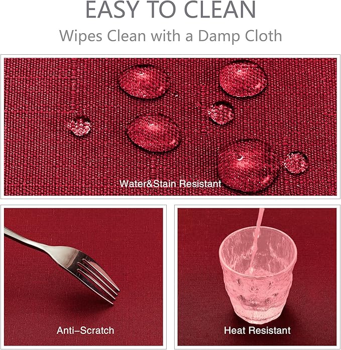 Rectangle Tablecloth Waterproof 60x104 inch Linen Textured Table Cloth Stain and Wrinkle Resistant Washable, Decorative Fabric Table Cover for Dining, Party and Camping, Red