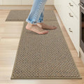 COSY HOMEER Kitchen Rugs and Mats 2PCS Non Slip Kitchen Mats for Floor Washable Stain Resistant Kitchen Runner Rug Sets Absorbent Kitchen Floor Mat 20"x32"+20"x48",Taupe