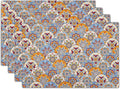 Boho Floral Placemats for Table - Bohemian Flowers Place Mats Set of 4 Beige Blue Place Mat 12x18 for Party Kitchen Dining Home