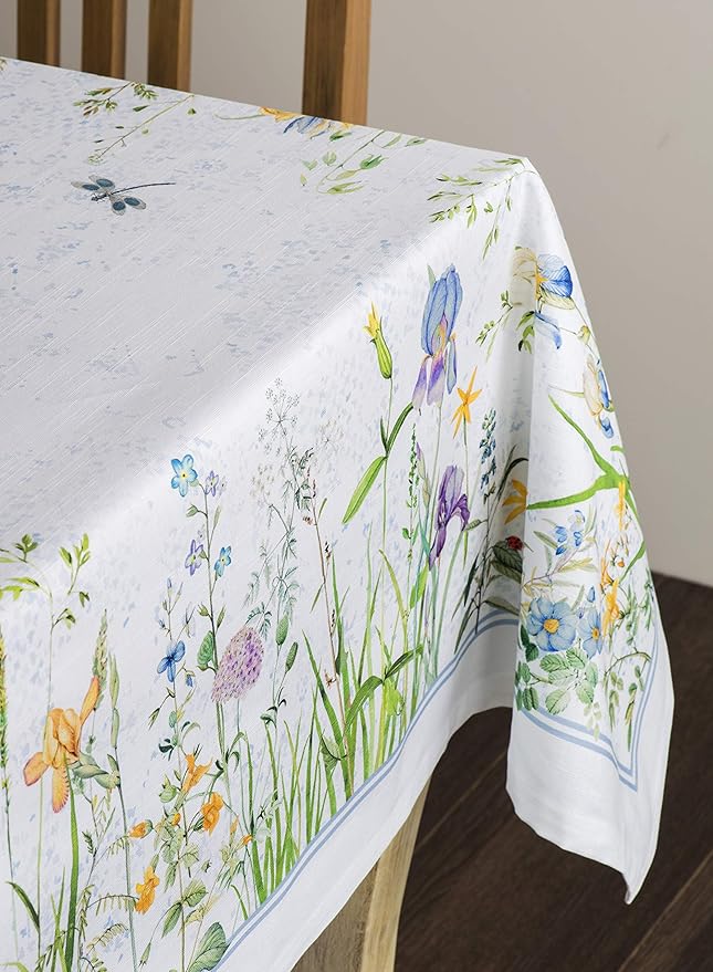Maison d' Hermine Table Cloth Rectangle Table 100% Cotton 60 x 120 Inches Tablecloth Reusable Decorative for Dining Room Farmhouse Home Valentines Day Decorations Spring Summer - Fleurs De Mai