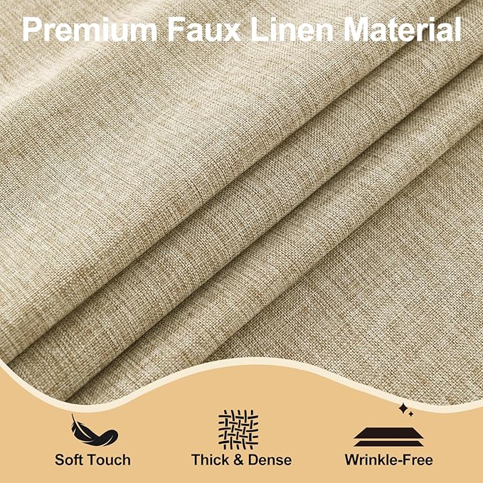 JIUZHEN Rectangle Table Cloth Faux Linen Farmhouse Tablecloth, Wrinkle and Stain Resistant Decorative Fabric Rectangular Spring Table Cover for Dining/Party/Birthday/Wedding, Beige, 54 x 80 Inch