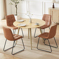 43.3 Inch Round Dining Table Set for 4, Modern Small Kitchen Coffee Set for Dining Room Kitchen Apartment (Cream Table+4 U-Shaped Brown Chairs)