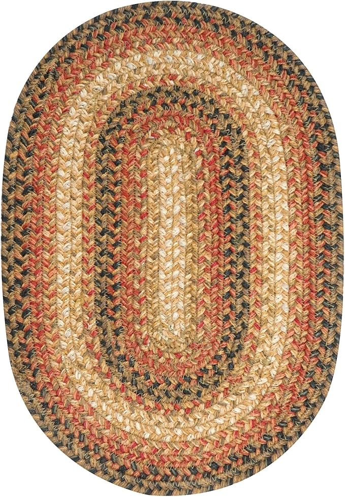 Homespice Russet Jute Braided Oval Placemats, Warm Country Decor, Set of 6, 13x19 Multicolor Table Mats - Vibrant Colors, Durable, Easy to Clean and Protects Furniture