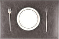 Waterproof PU Placemats, Faux Leather Dinging Table Mat, Set of 6, Easy to Wipe Off Scrub Vinyl Mat, Heat & Stain Resistant for Office Conference Table, Home Decor G Graphite Grey