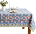 ATOSII Clover Pink 100% Cotton Fall Tablecloth, Handblock Print Rectangle Table Cover for Kitchen Dining Linen I Parties, Weddings, Outdoors, Easter Table Cloth Decor 60 X 90 Inches I 6 Seater