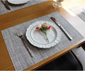 Placemats Set of 4,Heat Resistant Non-Slip Table Mats,Place mats for Dining Table,Washable Durable PVC Vinyl Woven Placemat（Light Gray）