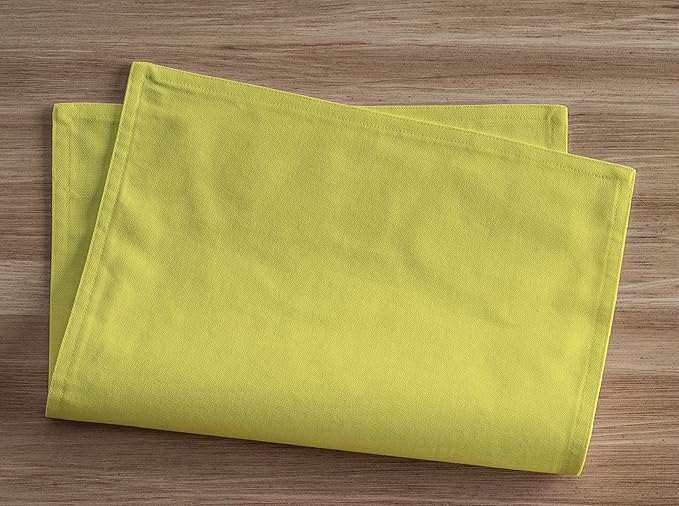 Calicot Placemats Set of 6 100% Cotton Washable Cloth Place Mats, Reusable Table Mats for Spring/Summer & Thanksgiving Christmas Decorations Kitchen Dining Party Wedding (Lemon Yellow, 13" x 19")