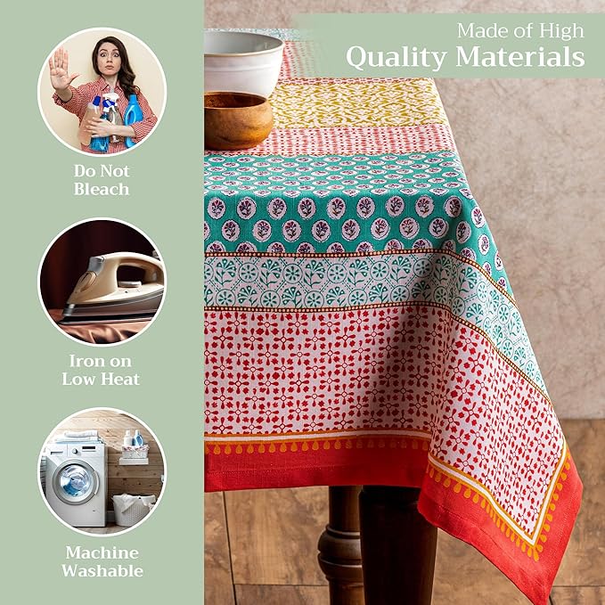 Maison d' Hermine Table Cloth Rectangle Table 100% Cotton 70 x 90 Inches Tablecloth Reusable Decorative for Dining Room Farmhouse Home Valentines Day Decorations Spring Summer - Provence