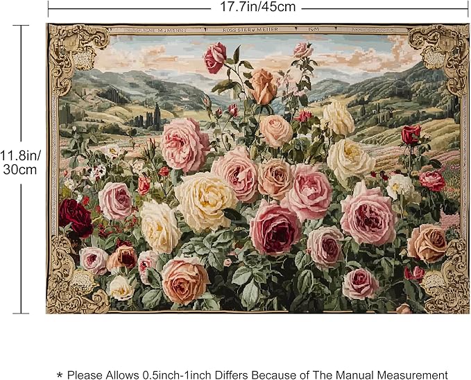 Roses Placemats Set of 4 Washable Table Place Mats for Dining Kitchen Party Decor