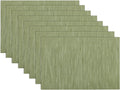 SHACOS Placemats Set of 8 Woven Vinyl Place Mats for Dining Table Wipe Clean Heat Resistant Washable Kitchen Table Mats (8, Olive Green)
