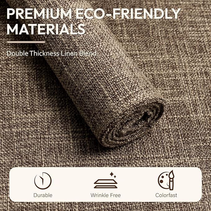 Blue Forest Placemats Set of 6, Dual-Layered Thickened Faux Linen Cloth Place Mats Heat Resistant Machine Washable Wrinkle Free Table Mats Indoor/Outdoor (Burlap)