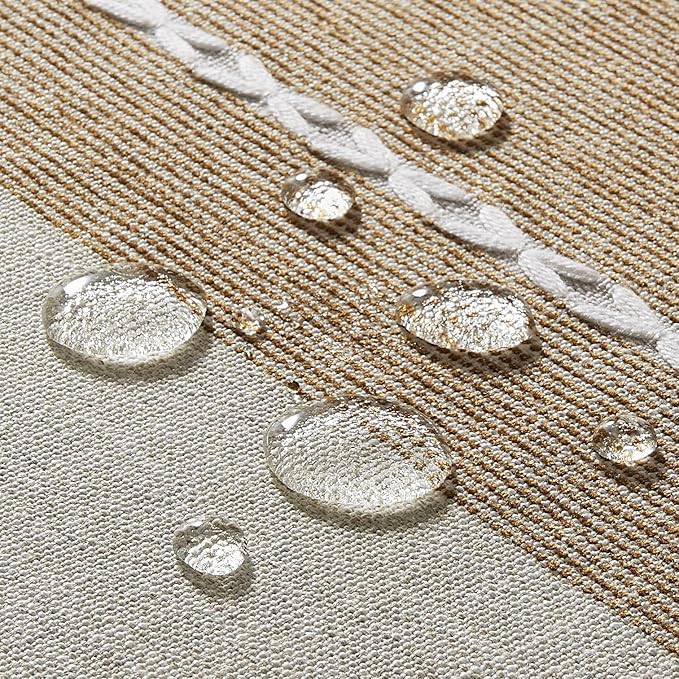 ZeeMart Contrast Linen Table Cloth Rectangle Table Cloths 60x84 Inch Brown, Farmhouse Style Heavy Weight Beige Tablecloth, Water Resistant Burlap Tablecloths