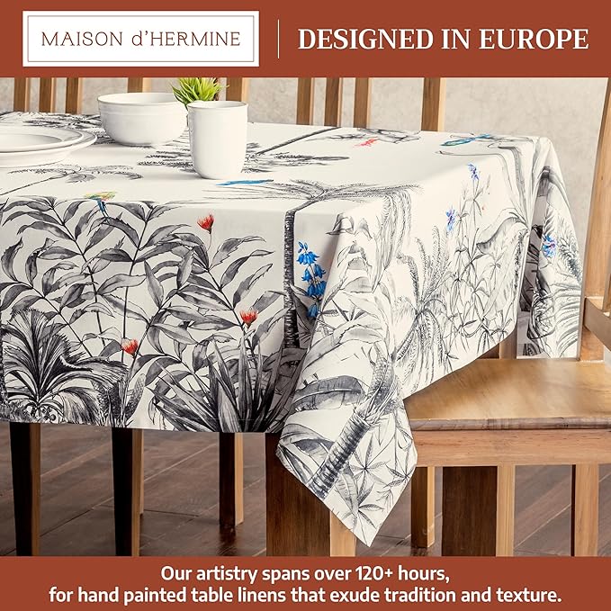 Maison d' Hermine Table Cloth Rectangle Table 100% Cotton 60 x 90 Inches Fall Tablecloth Reusable Everyday Use for Thanksgiving Christmas Decorations Dining Farmhouse Party (Amazonia)