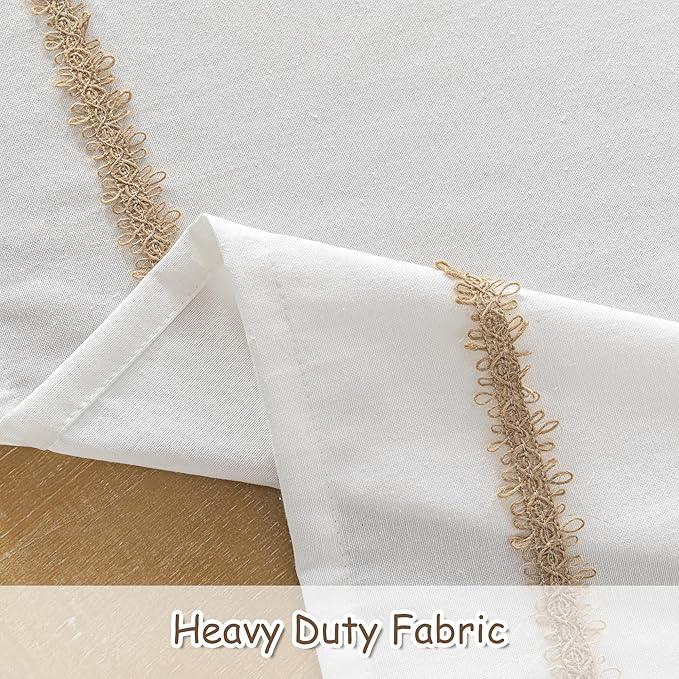 MYSKY HOME Rectangular Table Cloth, 55"X102", Waterproof, Soft Cotton Indoor/Outdoor, Wrinkle Free, Heavy Duty, Floral Pattern, Rustic/Farmhouse Style, Tassel Embellishment, Fits 8-10 Seats