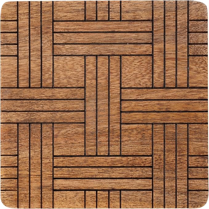 Set of 6 Wood Coasters - Natural Mango Wooden Coasters for Drinks, Beverages, Wine Glasses & Bar Glasses - Rustic & Durable Drink Coasters - Coaster Set for Home, Kitchen, Dining, Bar Decor