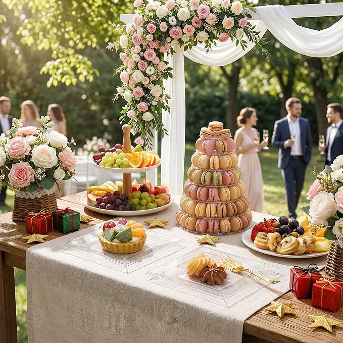 200pcs Square Dessert Plates Includ 100pcs 6inch Appetizer Plates,100pcs 5inch Plastic Forks,Clear Dessert Plates Disposable Appetizer Plates Serve 100 Guests For Wedding Party&Valentine's Day