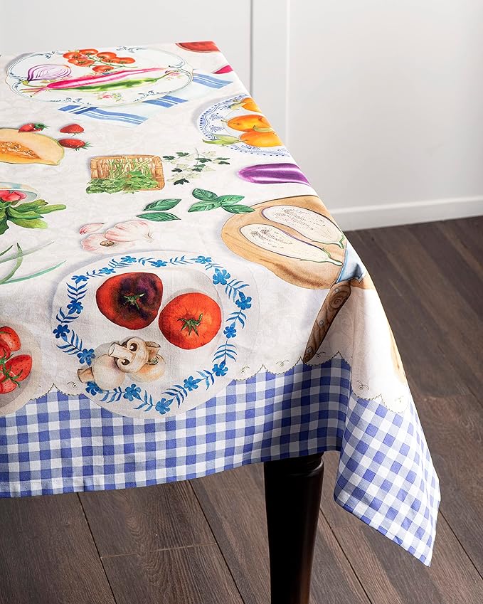 Maison d' Hermine Table Cloth Rectangle Table 100% Cotton 60 x 90 Inches Tablecloth Reusable Decorative for Dining Room Farmhouse Home Valentines Day Decorations Spring Summer - Gourmand