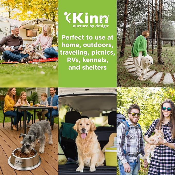 Kinn Kleanbowl Pet Bowl Stainless Steel Frame with Compostable Refills, 32 oz (Pack of 1) – Spill-Proof Stable Disposable Dog Bowls for Easy Cleaning and Healthy Pets, No Plastic