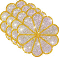 Washable Waterproof Diamond Circle Placemats for Round Tablescape Decor for Dinner and Kitchen Bling Placemats for Weddings & Special Events-4 PCS (Yellow)