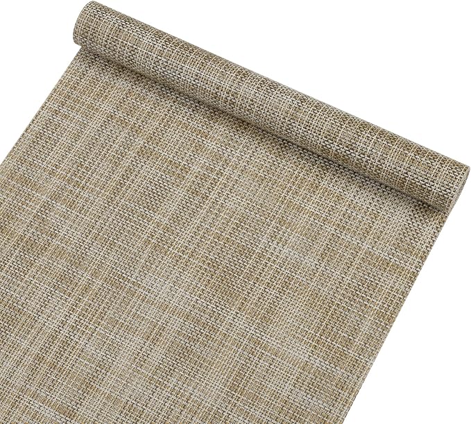 SHACOS Woven Vinyl Table Runners 12 x 54 inch Wipeable Table Runner Heat Resistant Runner for Table Indoor Outdoor, Beige