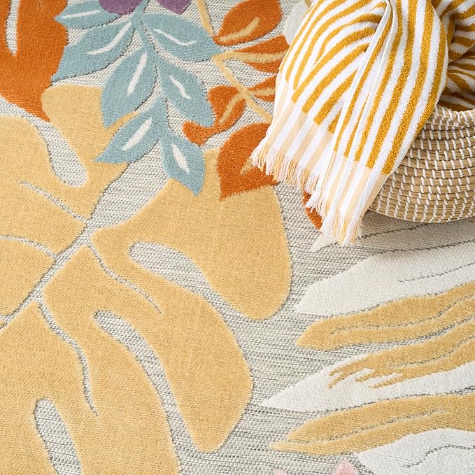 Nourison Home Suncoast Multicolor 9' x 12' Area Rug - Easy Clean, Non Shedding, Bed Room, Living Room, Dining Room, Kitchen (9' x 12')