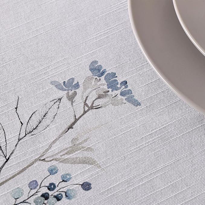Maison d' Hermine Table Cloth Square Table 100% Cotton 60 x 60 Inches Fall Tablecloth Reusable Everyday Use for Thanksgiving Christmas Decorations Dining Farmhouse Party (Ice Florals)