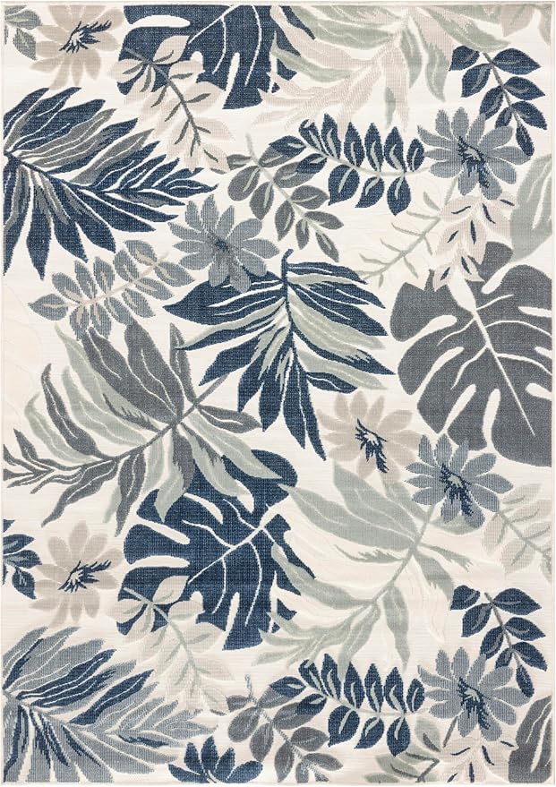 Nourison Home Suncoast Blue 4' x 6' Area Rug - Easy Clean, Non Shedding, Bed Room, Living Room, Dining Room, Kitchen (4' x 6')
