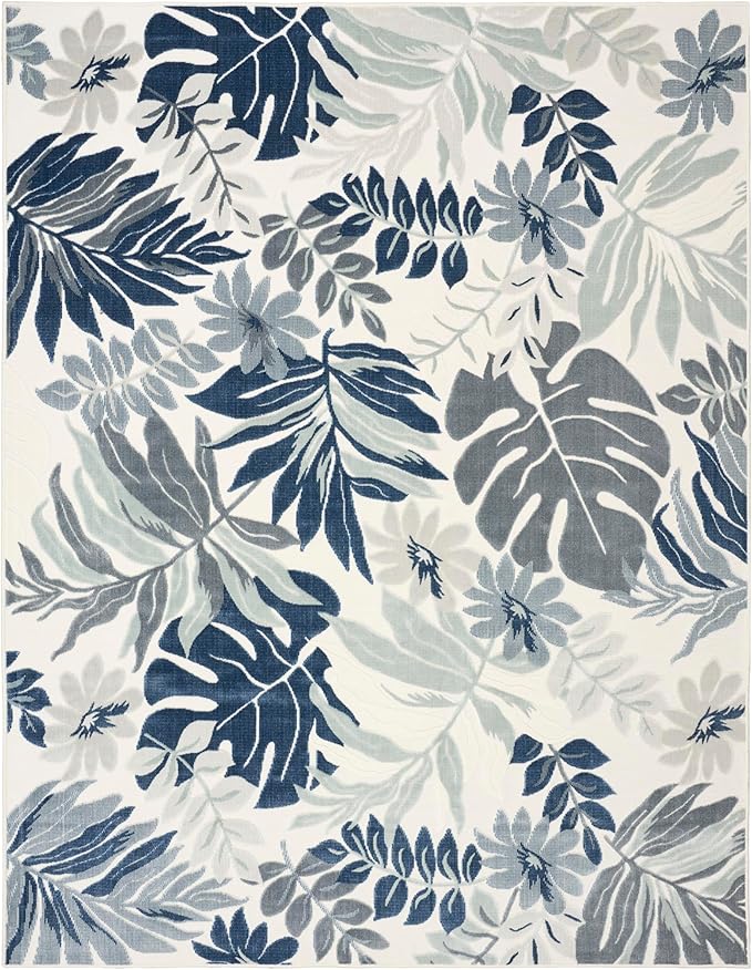 Nourison Home Suncoast Blue 9' x 12' Area Rug - Easy Clean, Non Shedding, Bed Room, Living Room, Dining Room, Kitchen (9' x 12')