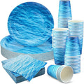Marsui 200 Pieces Party Supplies Tableware Set Patterns Printed Plates Napkins Cups Table Decorations for Baby Shower Birthday Party (Ocean Style)