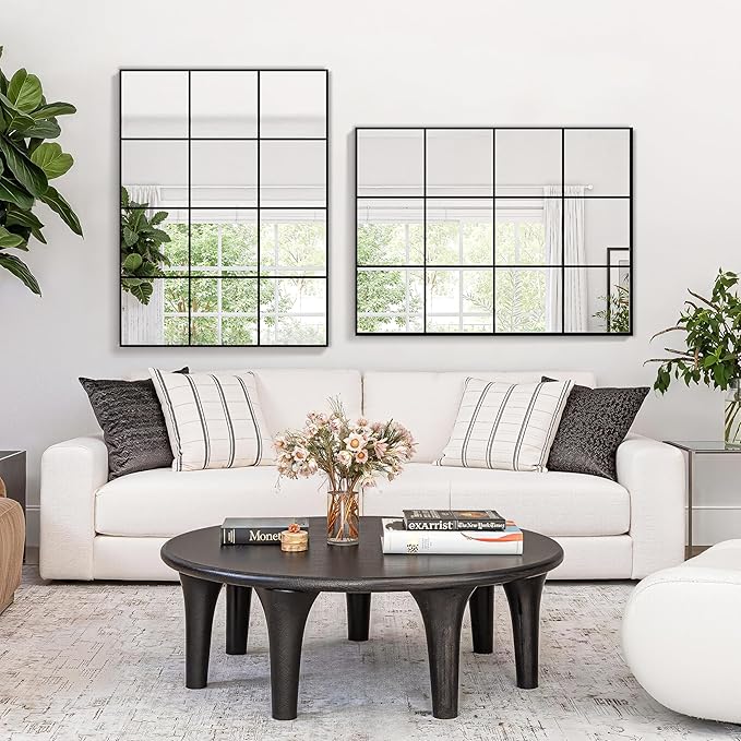 Window Pane Wall Mirror, 40"x30" Wall Mounted Window Mirror for Living Room, Bedroom, Entryway, Dining Room, Home Wall Decor