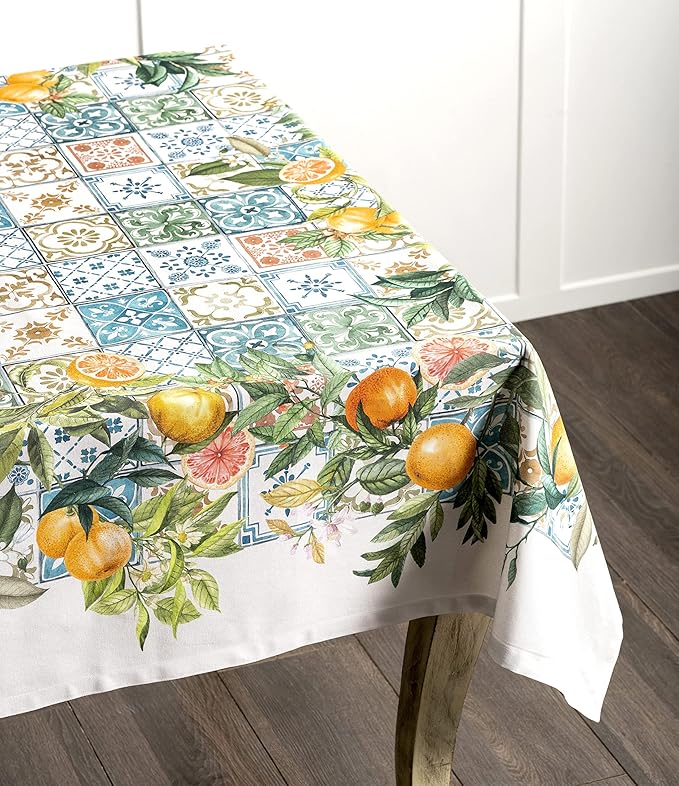 Maison d' Hermine Table Cloth Rectangle Table 100% Cotton 60 x 120 Inches Tablecloth Reusable Decorative for Dining Room Farmhouse Home Valentines Day Decorations Spring Summer - Agrume